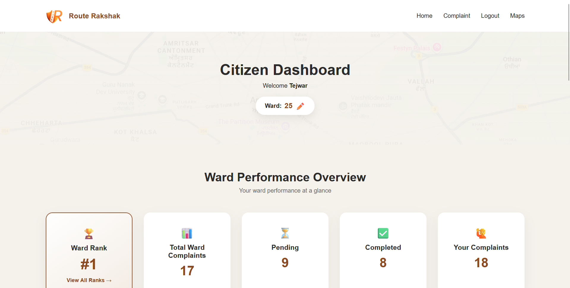 Route Rakshak Interface